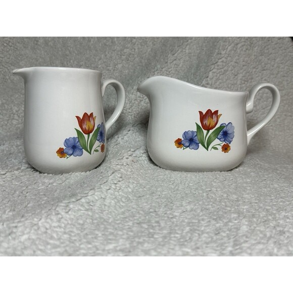 Corelle Coordinates Stoneware Floral Gravy Boat And Creamer - Picture 1 of 7